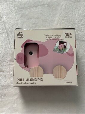 Pink Pull-Along Pig Wooden Toy